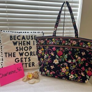 Vera Bradley Black Floral Tote Bag